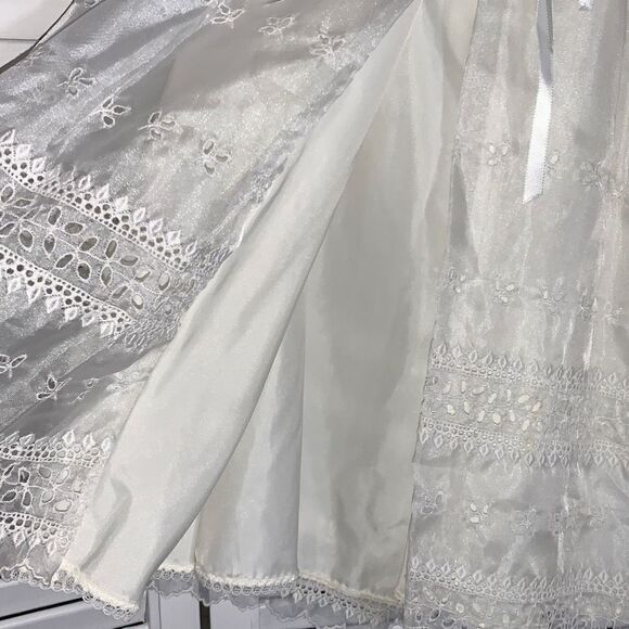 Vintage Sheer Chiffon Double Layered Christening Gown XL 2T - Picture 7 of 16